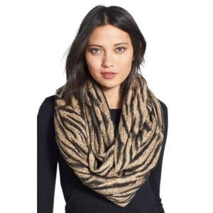 Michael Kors Tan and Black Animal Print Infinity Scarf
